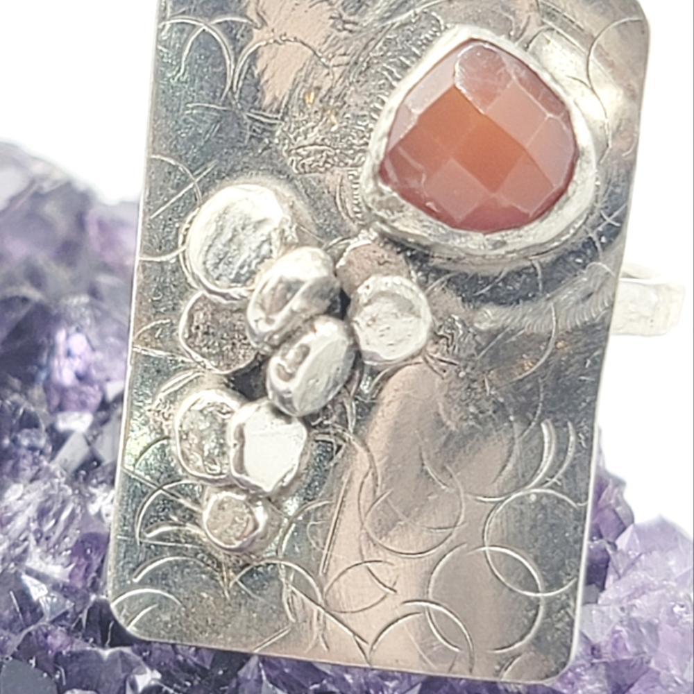 CARNELIAN RING HANDMADE IN STERLING SILVER METAL SIZE 8.5 - Picture 5 of 6